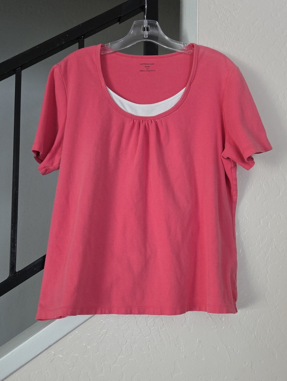 croft & barrow Pink Layered-Look Short Sleeve Tee Size 1x